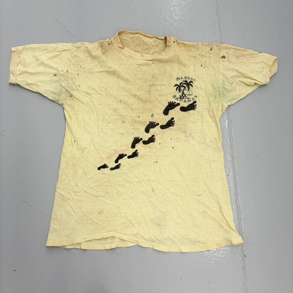 Vintage 60s Nassau Bahamas Yellow Distressed T-Shirt